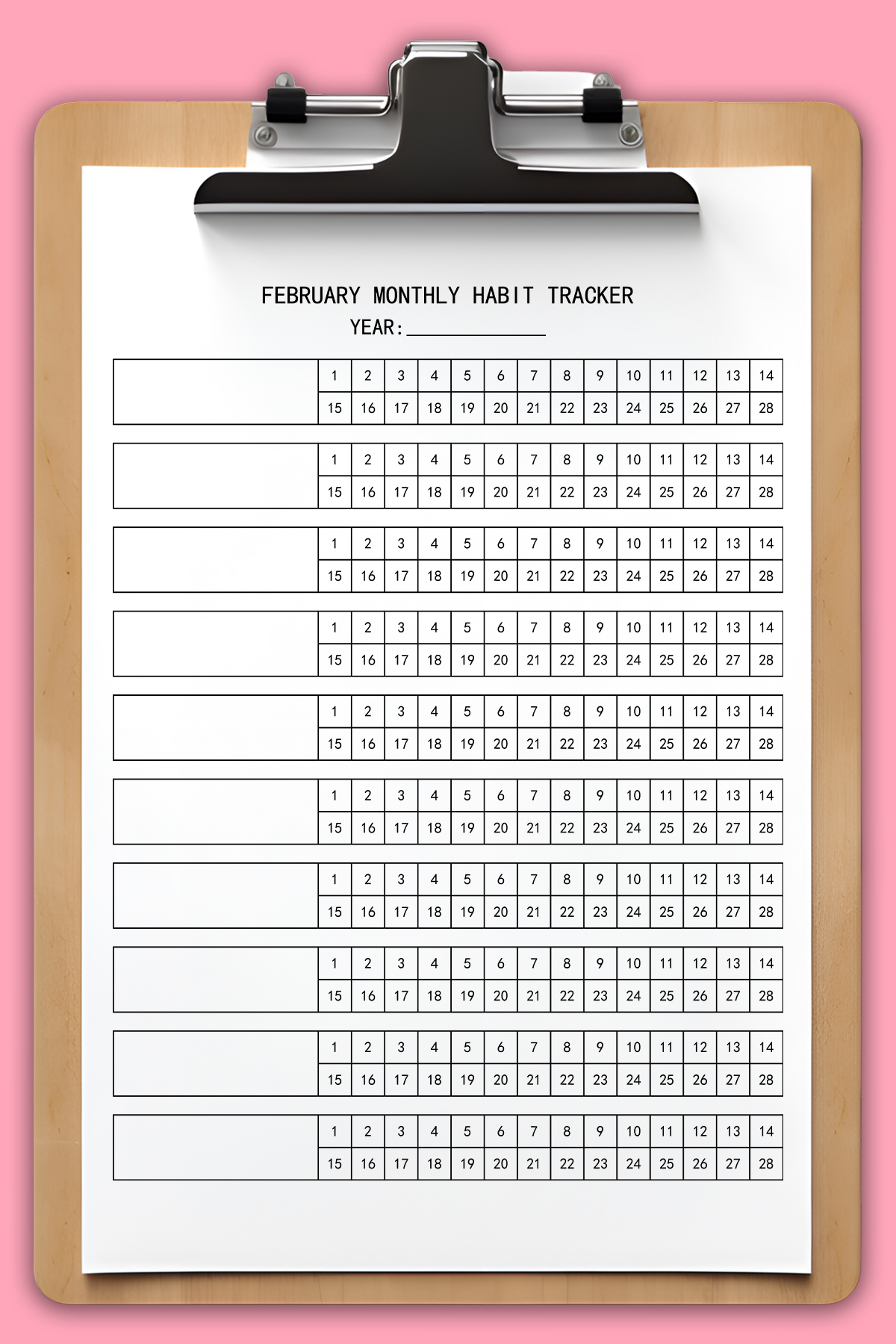 free printable habit tracker set: 30, 31, 28, & 29 day